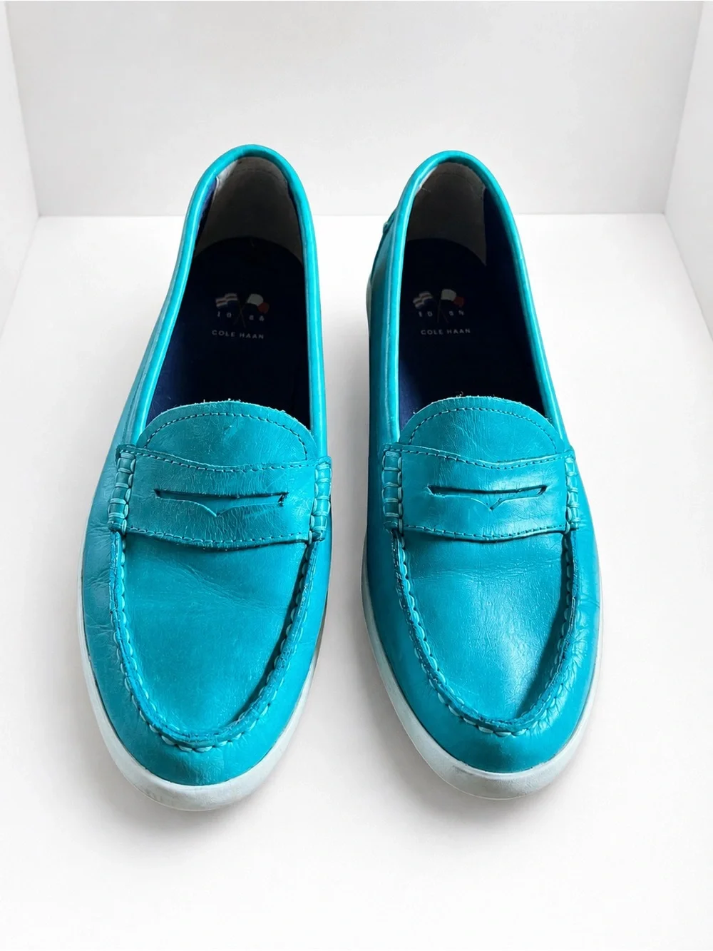 Cole Haan Women’s 9B Turquoise Leather Penny Loafers Driving Shoes